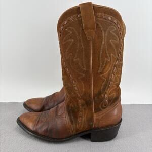 Vintage Leather and Suede Braided Cowboy Boots Men’s Size US 10.5D Made In USA